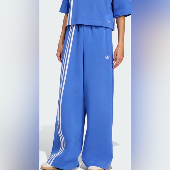 adidas Pants - Adidas Royal Blue Loose High Rise Wide Leg with Unexpected White Stripes. M •NWT
